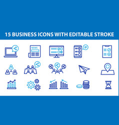 Business Icons With Editable Stroke Color