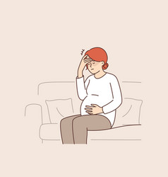 Pregnant Woman Feeling Headache And Migraine