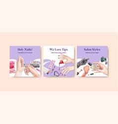 Banner Template With Nail Salon Conceptwatercolor