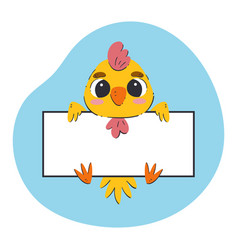 Chicken Holding A Blank Banner