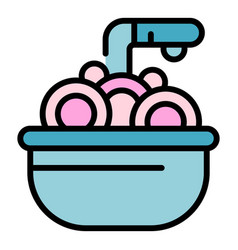 Washing Dish Icon Flat