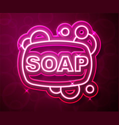 Glowing Neon Line Bar Of Soap Icon Isolated On Red