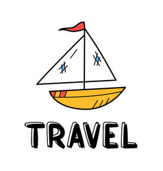 Hand Draw Boat Icon In Doodle Style For Your