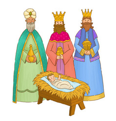 Three Wise Men Kings With Gifts For Baby Jesus