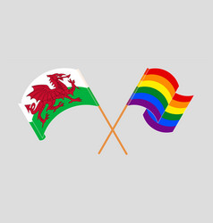 Crossed And Waving Flags Of Wales And Lgbtq