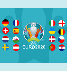 Euro 2020 Round 16 Flags Countries