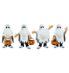 Halloween Cartoon Kid Wearing Ghost Costume