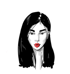 Hand drawn portrait of stylish girl Royalty Free Vector