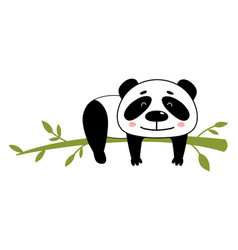 Panda On Tree Branch Funny Baby Bear Character