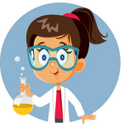 Student Girl Holding Chemistry Beaker In Science