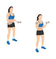 Woman Doing Bicep Curl Exercise Flat