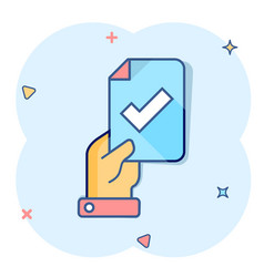 People Hand With Check Mark Icon In Comic Style