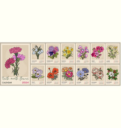 Birth Month Flowers Calendar Template For 2024