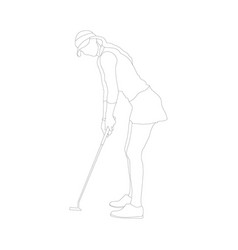 Golf Contoured Silhouette A Female Golfer