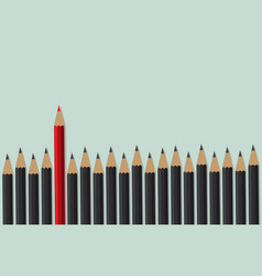 Red Pencil Standing Front Of Black Crowd