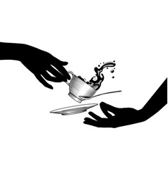 Female Hands With A Flying Coffee Cup With Splashe