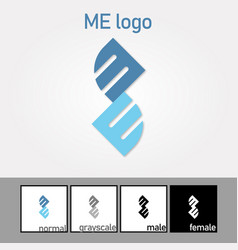 M And E Letter Logo Blue Color