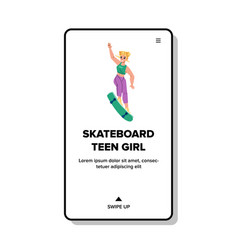 Skateboard Teen Girl Riding In Extreme Park