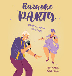 Karaoke Night Poster With Elderly Singing People