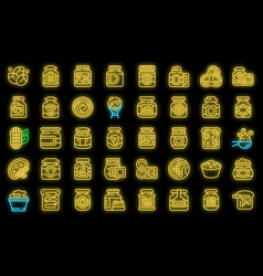 Peanut Butter Icons Set Neon