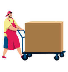 Man Pushing Cart With Box