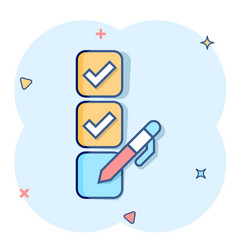 Checklist Document Icon In Comic Style Survey