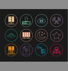 Set Line Computer Network Star Cloud Mail Server