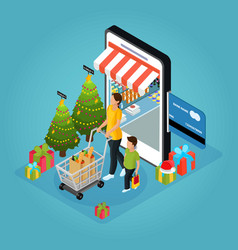 Isometric Winter Holiday Online Shopping Concept