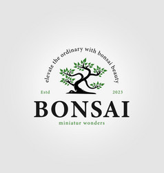 Simple Bonsai Logo With Leaf Icon Minimalist