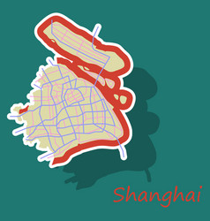 Sticker Detailed Shanghai City Road Network Map