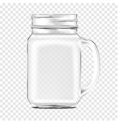 Clear Glass Mason Jar With Handle On Transparent