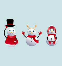 Set Of Cartoon Snowmen In Different Poses