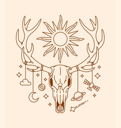 Deer Skull Line Art