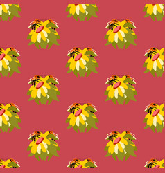 Seamless Pattern Bee Flower Red Background Wild