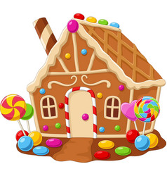 Cartoon Gingerbread House On White Background