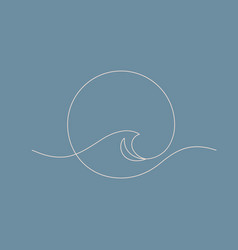 Sea Wave Pattern Round Shape Minimal One Line