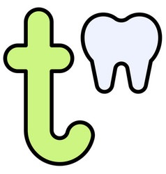 Letter T Alphabet With Tooth Icon