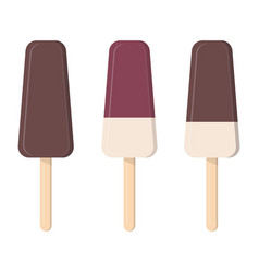 Set Of Ice Cream With Chocolate Glaze On A Stick