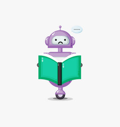 Cute Robot Confused Reading A Book