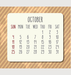 October Year 2020 Monthly Vintage Brown Calendar