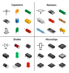 Big set of isometric electronic components Vector Image