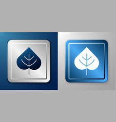 White Leaf Icon Isolated On Blue And Grey