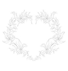 Frame Heart Made Of Leaves With Flowers