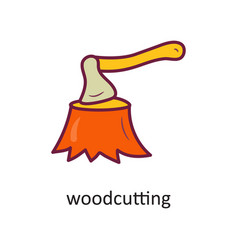 Woodcutting Fill Outline Icon Design Illust