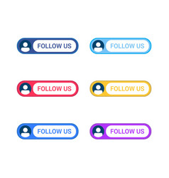 Follow Us Button Collection Social Media