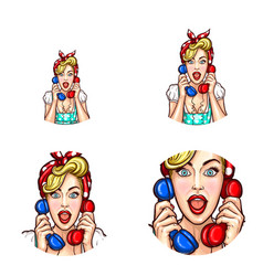 Pop Art Woman Or Girl Speaking Gossip On Phone