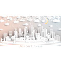 Johor Bahru Malaysia City Skyline In Paper Cut