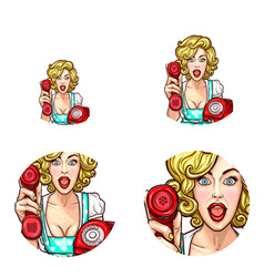 Pop Art Woman Or Girl Holding Out Phone Receiver