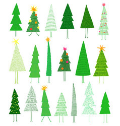 Set Of Cute Isolated Christmas Tree