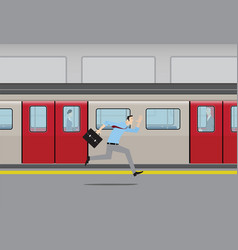 Man Running To Catch Subway Train